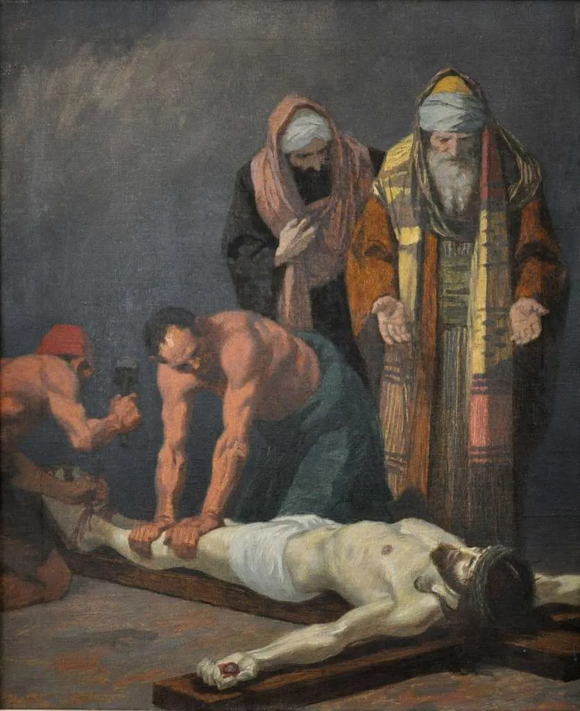 Fugel, Jésus est attaché à la croix