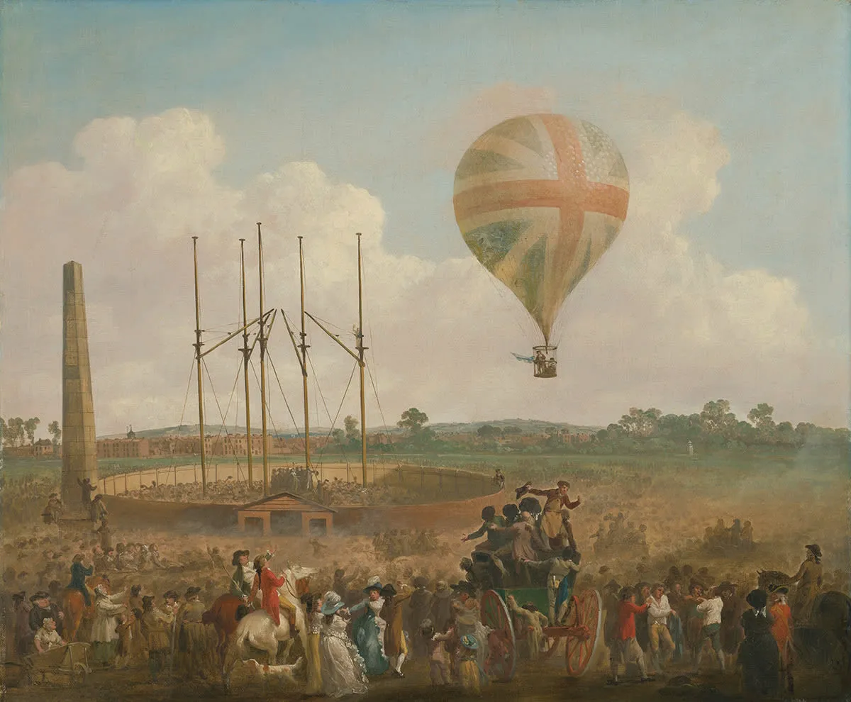 Ibbestson, L'Ascension de George Biggin et de Mrs. Sage dans le ballon de Lunardi