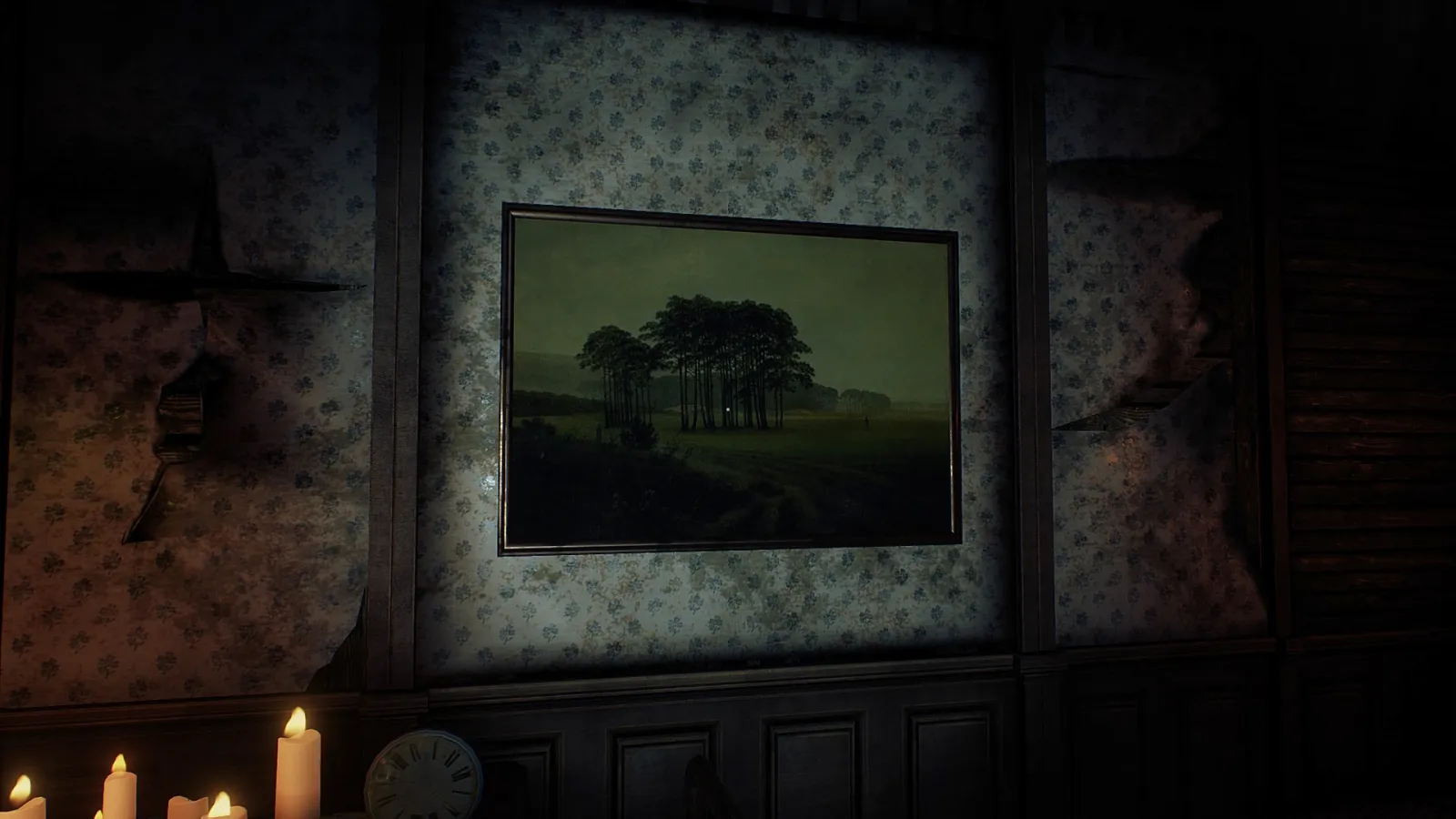 Image du jeu Conarium dans laquelle on voit le tableau intitulé "Le Midi" peint par Caspar David Friedrich