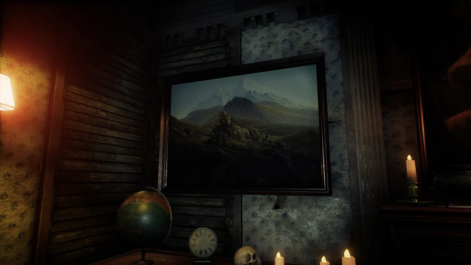 Image du jeu Conarium dans laquelle apparaît le tableau "Le Watzmann" peint par Caspar David Friedrich