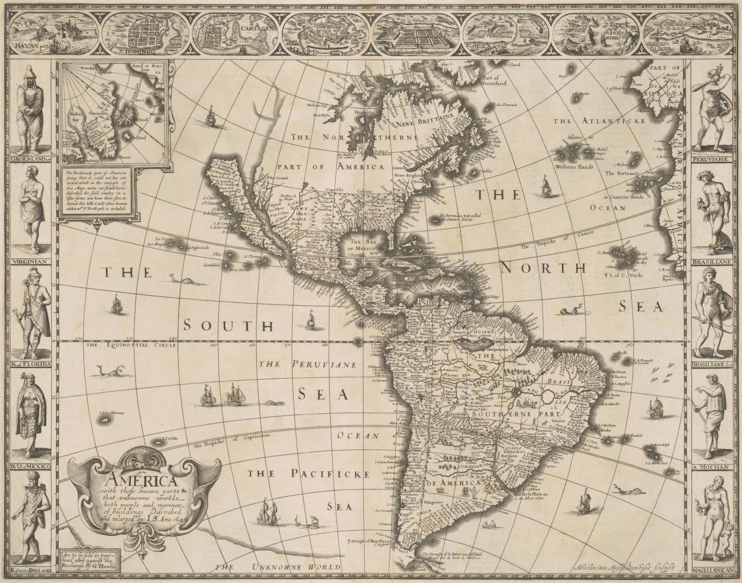 L'image est une carte ancienne de l'Amérique du Sud