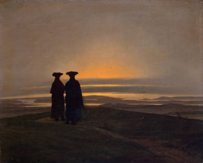 Friedrich Paysage du soir avec deux hommes