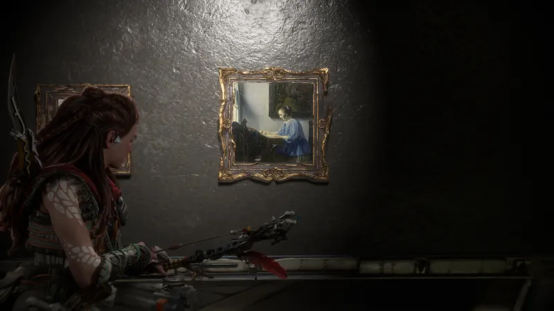 Horizon Forbidden West, van Meegeren Femme lisant de la musique