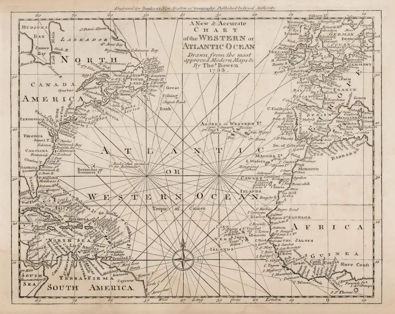 Bowen, Carte de l'océan Atlantique