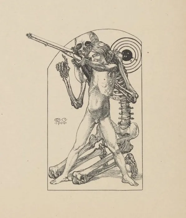 Czeschka, Garçon et squelette tirant au fusil