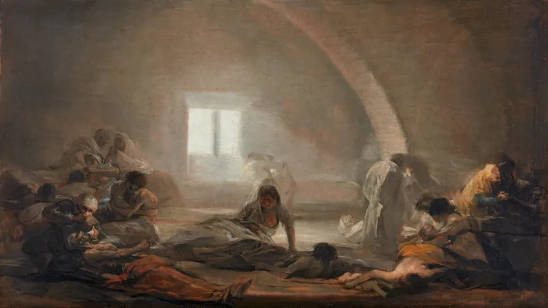 Peinture de Goya représentant l'intérieur d'un hôpital