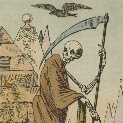 Carte de la Mort, tirée du jeu du tarot egyptien d'Etteilla