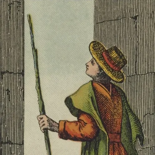Carte de l'Etranger, tirée du jeu du tarot egyptien d'Etteilla
