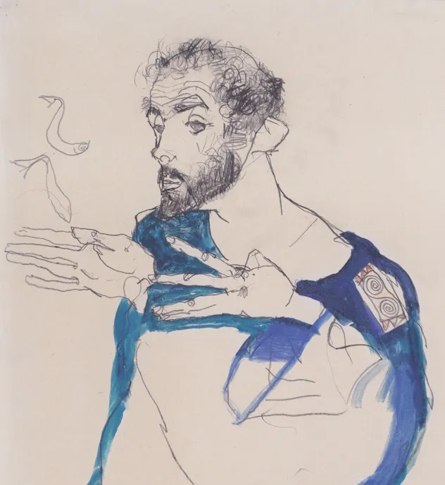 Egon Schiele, Portrait de Gustav Klimt