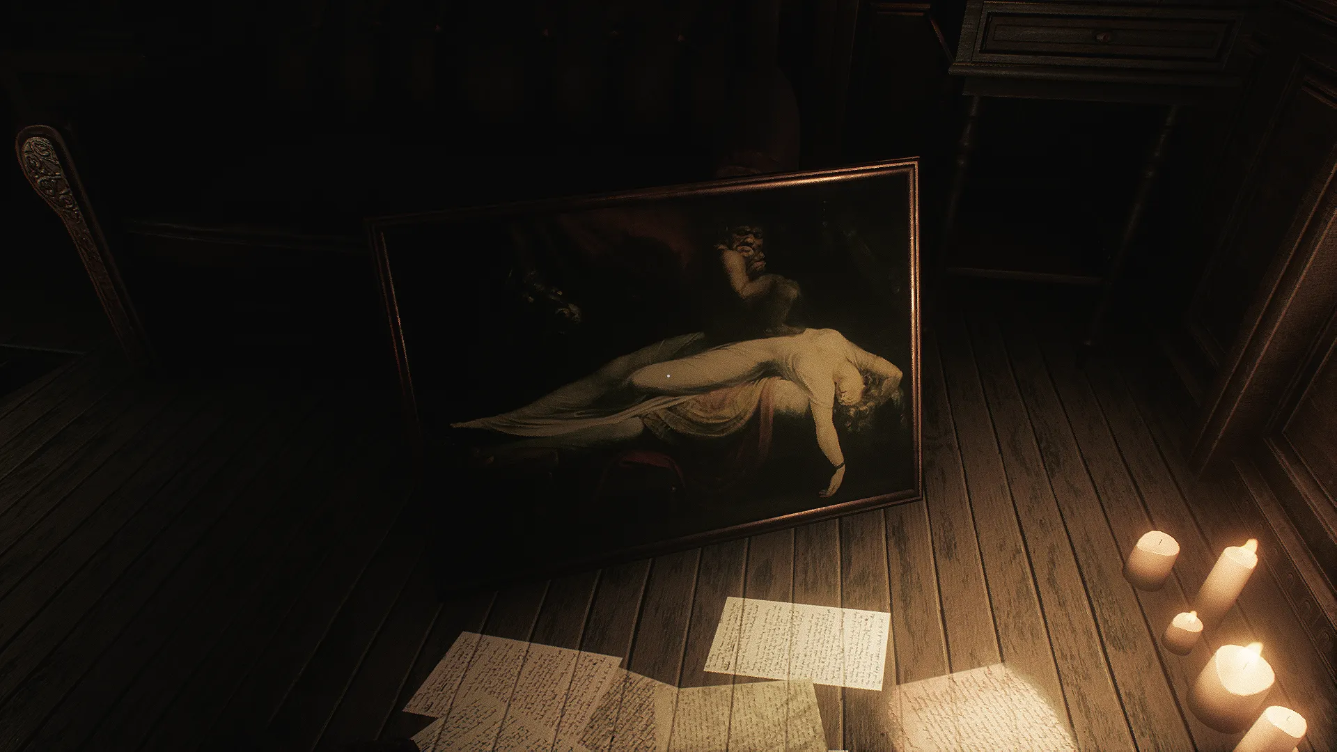 Image du jeu Conarium dans laquelle on peut voir le tableau Le Cauchemar de Johann Heinrich Füssli