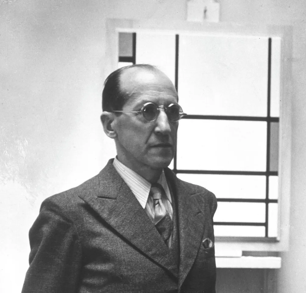 Portrait photographique en noir et blanc de Piet Mondrian